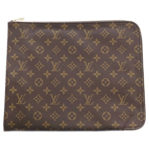 Louis Vuitton Document Bag Monogram Brown Pochette Clutch - Picture 1 of 5